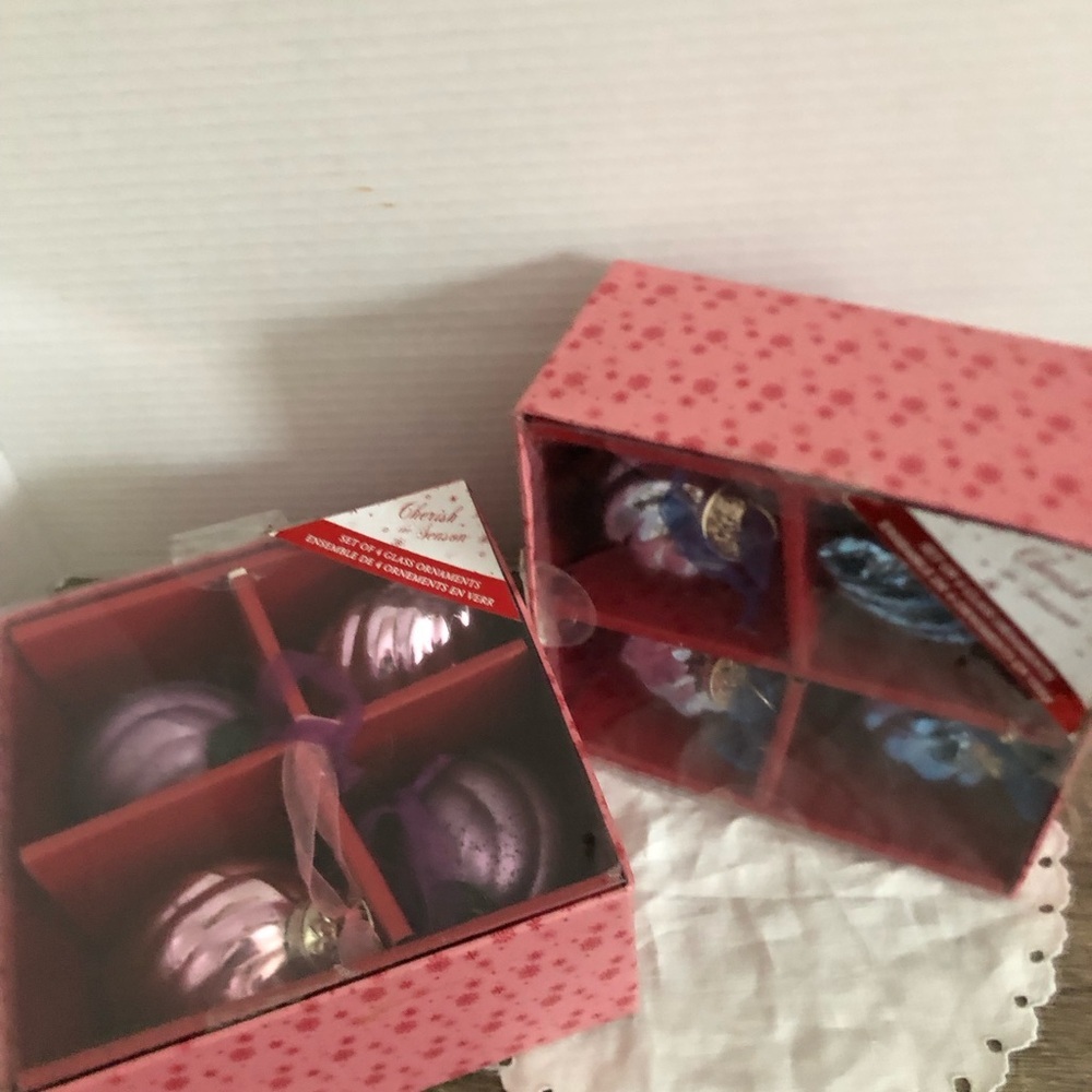 Kugel Style Blue and Purple Glass Ornaments